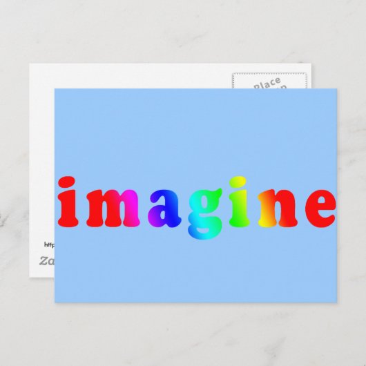Carte Postale Imaginez en lettres couleur arc-en-ciel (Devant / Derrière)
