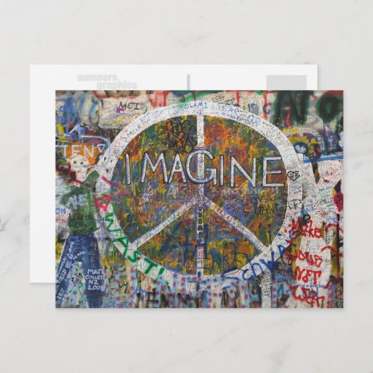 Carte Postale Imaginez un mur à Prague (Devant / Derrière)