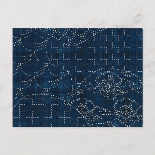 Carte Postale Imitation de broderie de style Sashiko (Devant)