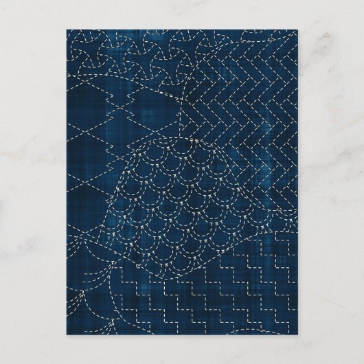 Carte Postale Imitation de broderie de style Sashiko (Devant)