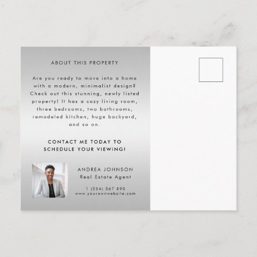 Carte Postale Immobilier juste répertorié 3 Photo Marketing (Dos)