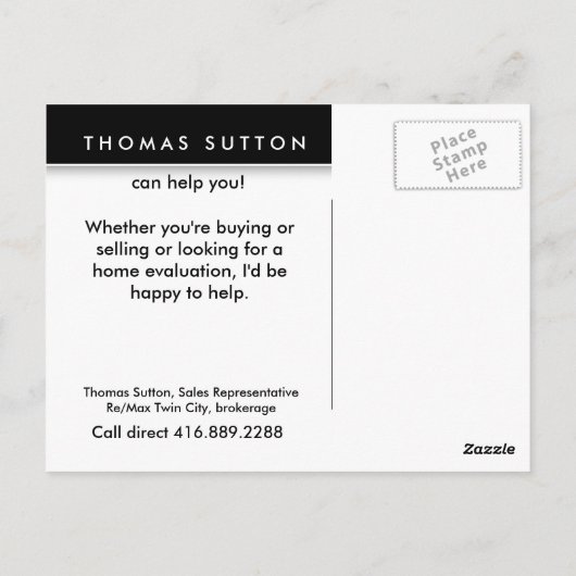 Carte postale Immobilier Maison Blanche (Dos)