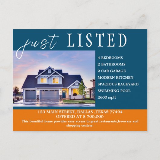 Carte Postale Immobilier Unique récemment listé (Devant)