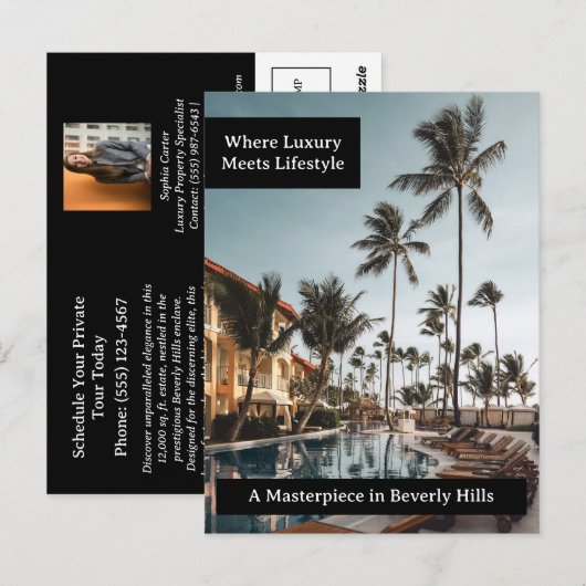 Carte postale immobilière de luxe personnalisée (Devant / Derrière)