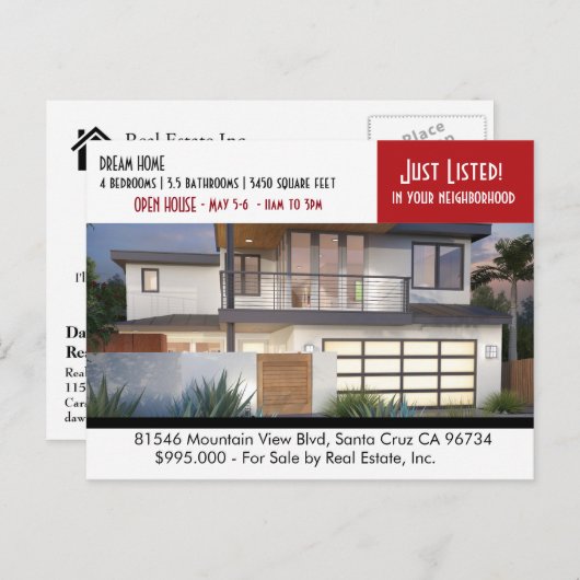 Carte postale IMMOBILIÈRE JUSTE ÉNUMÉRÉE (Devant / Derrière)