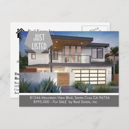 Carte postale IMMOBILIÈRE JUSTE ÉNUMÉRÉE (Devant / Derrière)