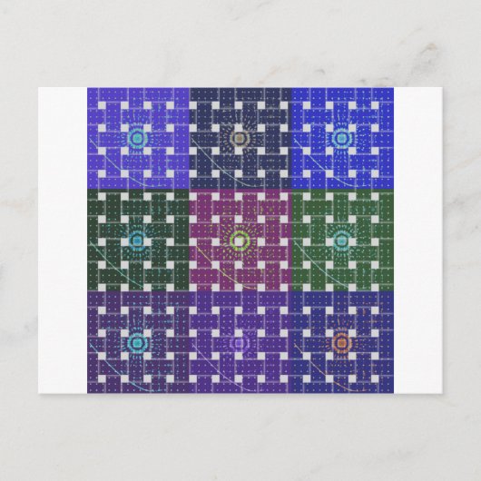Carte Postale Impression À damiers bleu et violet (Devant)