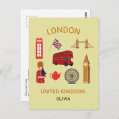 Carte Postale Impression à thème de voyage à Londres (Devant / Derrière)