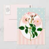 Carte Postale Impression botanique rose rose vintage (Devant / Derrière)