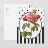 Carte Postale Impression botanique rose rose vintage (Devant / Derrière)