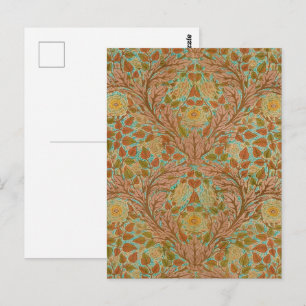Carte Postale Impression botanique victorienne de rose et feuill