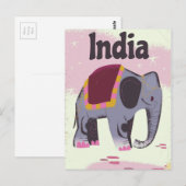 Carte Postale Impression d'affiche de voyage d'Indian Elephant. (Devant / Derrière)