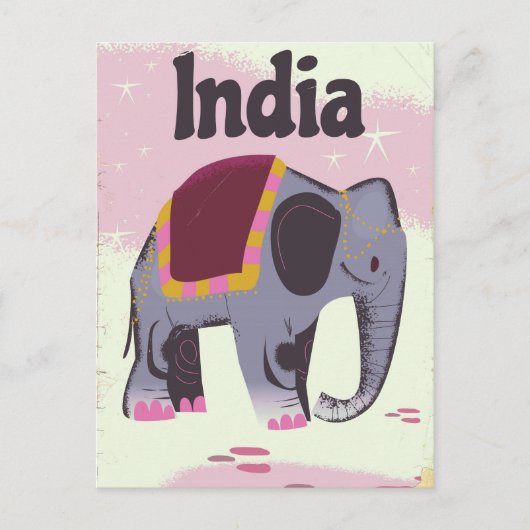 Carte Postale Impression d'affiche de voyage d'Indian Elephant. (Devant)