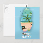 Carte Postale Impression d'affiche de voyage illustrée du Qatar (Devant / Derrière)
