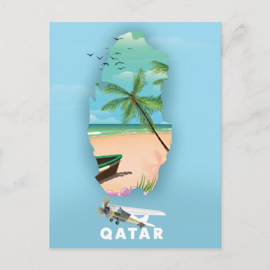 Carte Postale Impression d'affiche de voyage illustrée du Qatar (Devant)