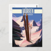 Carte Postale Impression d'affiches de ski de Murren Suisse. (Devant / Derrière)