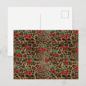 Carte Postale Impression d'animal Léopard Guépard à motif Cerise (Devant / Derrière)