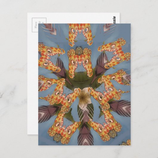 Carte Postale Impression d'art Abstrait Giraffe (Devant / Derrière)