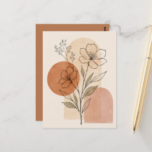 Carte Postale Impression d'art botanique minimaliste Floral Bo