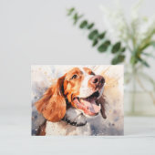 Carte Postale Impression d'art Chien Aquarelle Joyeuse (Debout devant)