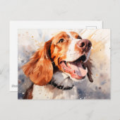 Carte Postale Impression d'art Chien Aquarelle Joyeuse (Devant / Derrière)