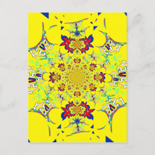 Carte Postale Impression d'art de design damassé floral coloré b