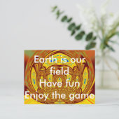 Carte Postale Impression d'art de gant de baseball jaune doré (Debout devant)
