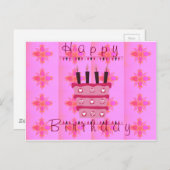 Carte Postale Impression d'art de gâteau d'anniversaire floral p (Devant / Derrière)