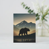 Carte Postale Impression d'art de silhouette d'ours noir montagn (Debout devant)