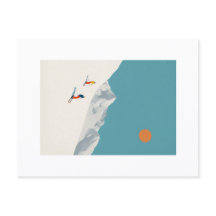Impression d'art de ski minimaliste – Skieurs alpi