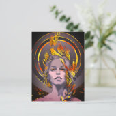 Carte Postale Impression d'art élégante avec blé doré et oiseau (Debout devant)