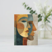 Carte Postale Impression d'art mural de visages abstraits cubist (Debout devant)