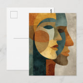 Carte Postale Impression d'art mural de visages abstraits cubist (Devant / Derrière)