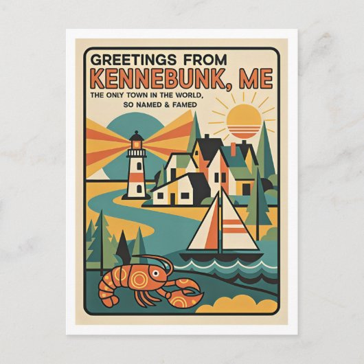 Carte Postale Impression d'art rétro Kennebunk Maine (Devant)