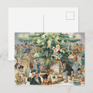 Carte Postale Impression d'art vintage Edwardien Satire Arbre de