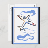 Carte Postale Impression d'avion vintage (Devant / Derrière)
