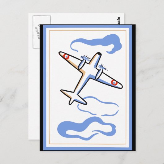 Carte Postale Impression d'avion vintage (Devant / Derrière)