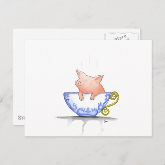 Carte Postale Impression de cochon (Devant / Derrière)