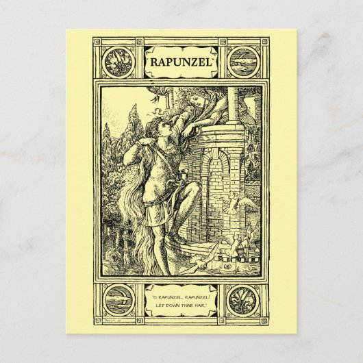 Carte Postale Impression de conte de fées victorien de Raiponce  (Devant)