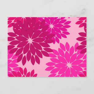 Carte Postale Impression de kimono floral moderne, rose, fuchsia