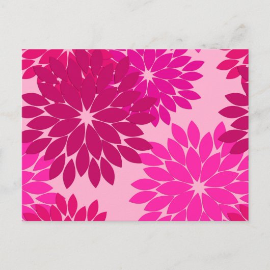 Carte Postale Impression de kimono floral moderne, rose, fuchsia (Devant)