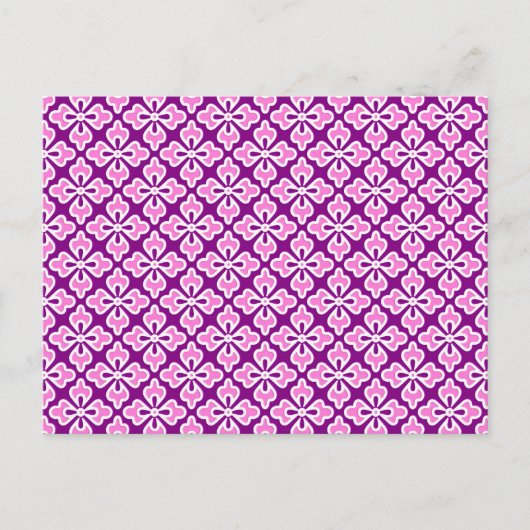 Carte Postale Impression de kimono floral, rose orchidée et viol (Devant)