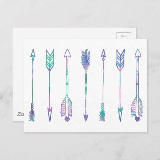 Carte Postale Impression de la flèche aquarelle (Devant / Derrière)