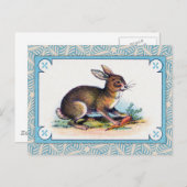 Carte Postale Impression de lapin vintage (Devant / Derrière)
