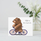 Carte Postale Impression de l'ours en peluche à vélo (Debout devant)