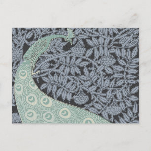 Carte Postale Impression de paon bleu Art Nouveau vintage Verneu