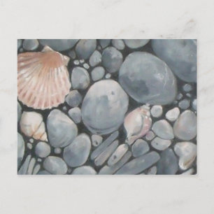 Carte Postale Impression de peinture de galets et de coquillages