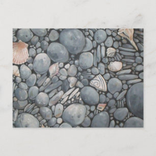 Carte Postale Impression de peinture de galets et de coquillages