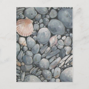Carte Postale Impression de peinture de galets et de coquillages