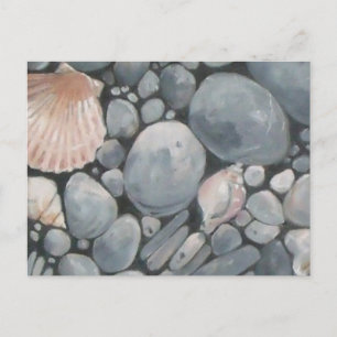 Carte Postale Impression de peinture de galets et de coquillages